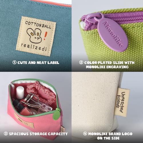 Monolike Unmatched Friends daily Pouch, Green - Pencil Pouch, Portable Pencil Bag, Pencil Case, Office Pouch case - Image 3