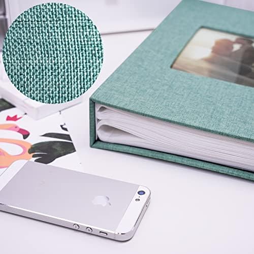 Vienrose 4x6 Photo Album,420 Pockets,Linen Cover with Window,Green - Image 3