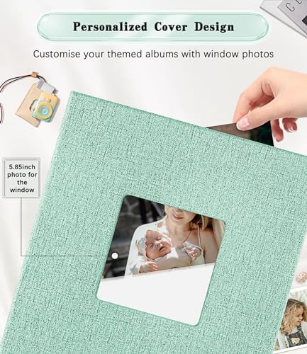 Ejblfe Photo Album 4x6,Linen Cover Slide-in Photo Album Book Can Holds 1000 4x6 Photos with 100 Black Sheets for Family,Wedding,Baby and Holiday Pictures (Turquoise) - Image 2