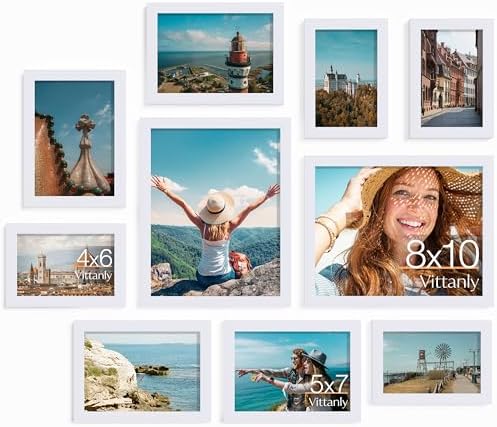 Vittanly 10 Pack Picture Frames Collage Wall Decor, White by Vittanly
