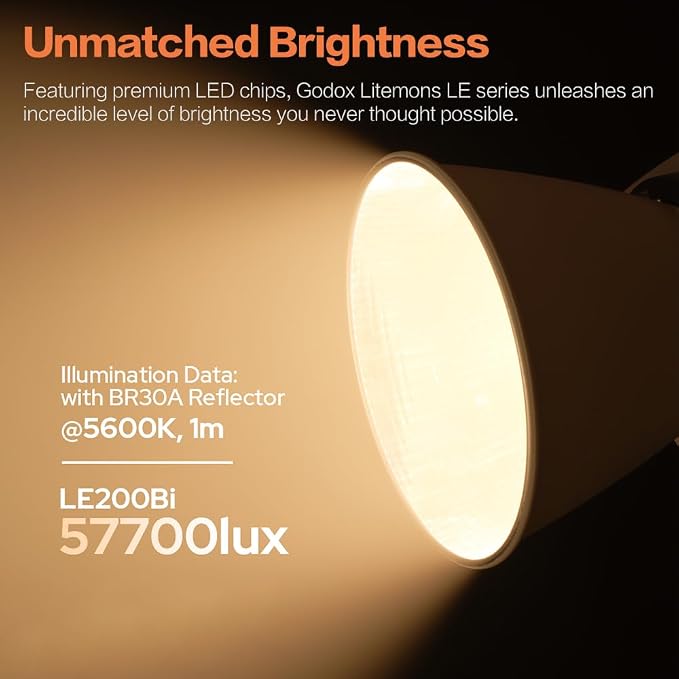 Godox LE200Bi Godox Light Kit-2 Pack 220W Bi-Color LED Video Light | 2800K-6500K,57700 LUX,CRI/TLCI≥98,11 FX, with Quick Release Softbox,Srand, APP Control,for Photography/Live Streaming - Image 5