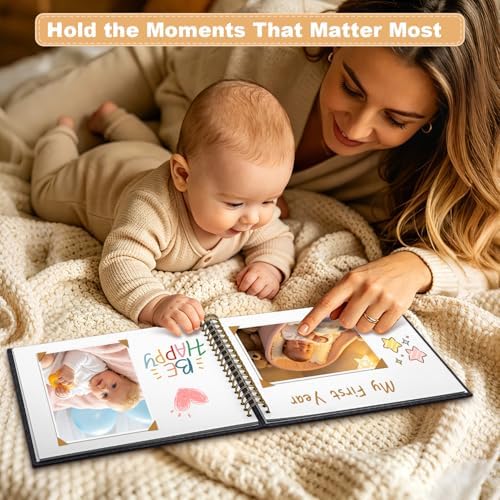 Scrapbook Photo Album Linen Cover, 10 x 10 Inch Hardcover Kraft White Pages Memory Book, for Travel Wedding Guest Book Christmas Baby Shower (40 Sheets/ 80 Pages,Black) - Image 5