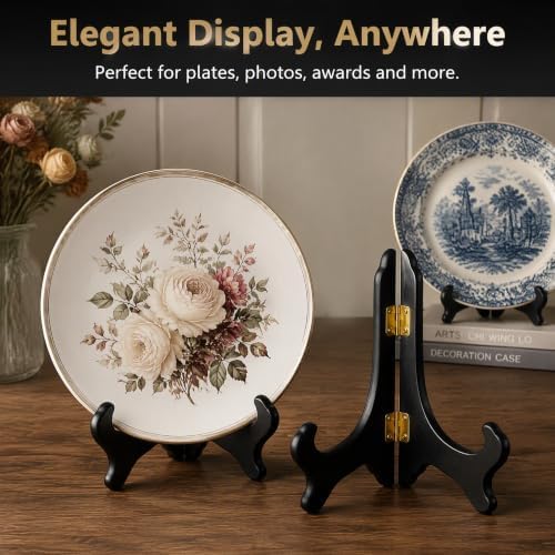 WUWEOT 6 Pack 7" Wooden Display Stand, Black Wood Easel Plate Holders to Display Pictures, Cook Books, Art, Dish, Certificates and More, Ideal Wedding, Home, Birthday, Party, Table Decorations - Image 7