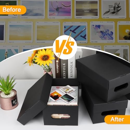 6PCS Photo Storage Box for 4"x6" Photos,10.2“ x 6.5“ x 4.7“ Picture Box Store and Protect Pictures,Documents Black - Image 3