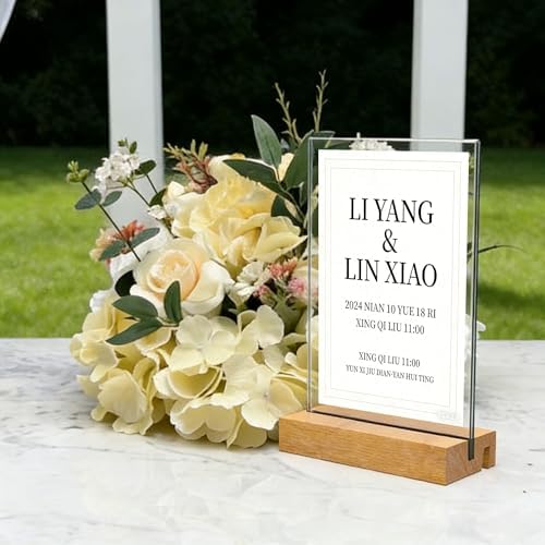Acrylic Sign Holder with Wood Base 8.5x11 Inch Vertical and Slant Displays (5 Pack 8.5*11") - Image 6