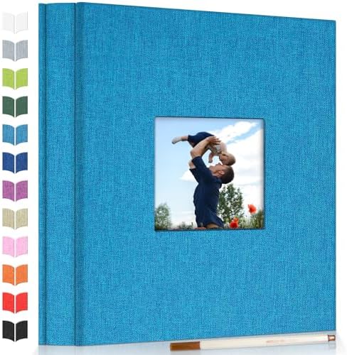 Artfeel Photo Album Self Adhesive Scrapbook Album for 3x5 4x6 5x7 8x10 Pictures,120 Pages Linen Cover with Display Window DIY Photo Book,Ideal Gifts for Family Travel Wedding Baby by Artfeel