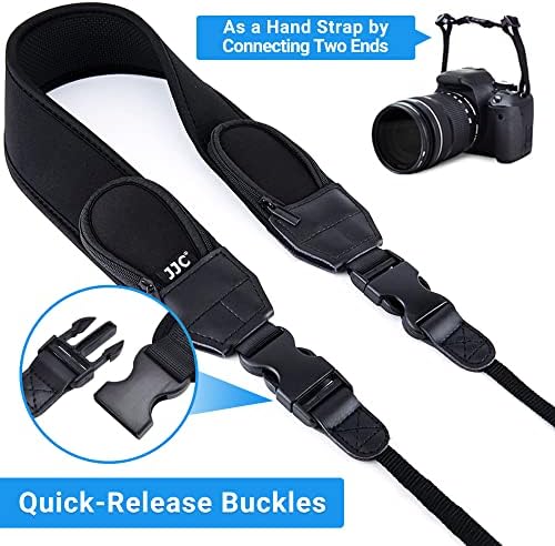 JJC DSLR Camera Neck Strap, Neoprene Strap for Canon Nikon Sony w/Pockets - Image 5