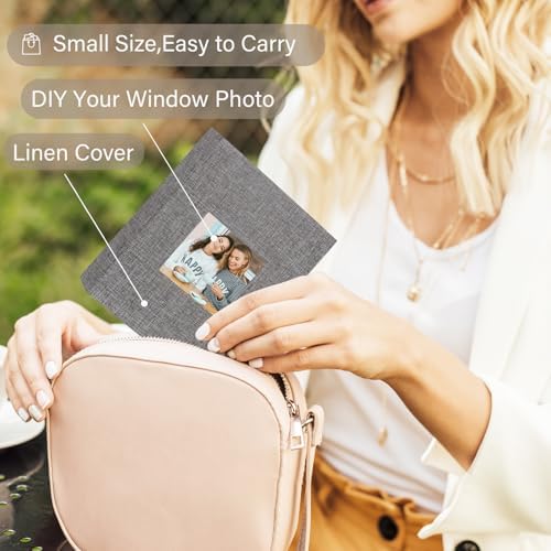 Artmag Mini Photo Album 4x6 50 Pockets 2 Pack, Linen Cover with Front Window Album Each Holds 52 Vertical Photos for Family Wedding Baby Children (Grey) - Image 6