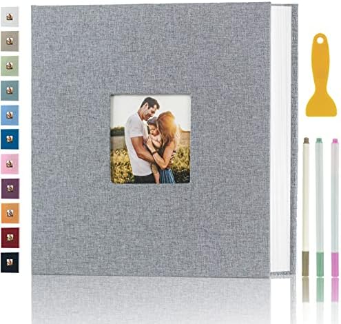 Photo Album Self Adhesive Pages Scrapbook, 13.2x12.8 Grey 120 Pages by Aenbuslm