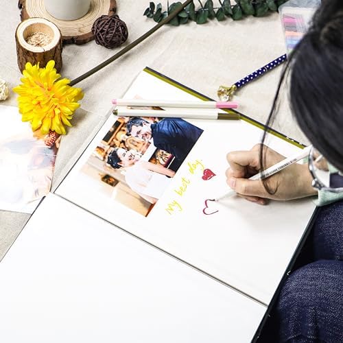 Holoary Self Adhesive Page Scrapbook Photo Album with Metallic Pen for 3x5 4x6 5x7 6x8 8x10 Hand Made DIY 40 pages Albums, Printed Kraft Paper Cover Memory Book (Wood Grain with Window) - Image 6