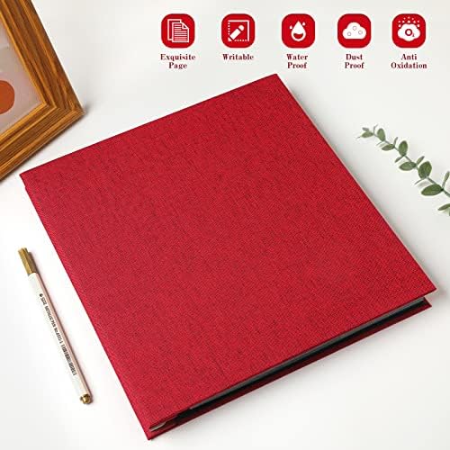 Spbapr Large Photo Album Self Adhesive Linen Cover Magnetic Scrapbook Album DIY Scrap Book 60 Black Sticky Pages for 3x5 4x6 5x7 8x10 Pictures with A Metal Pen - Image 2