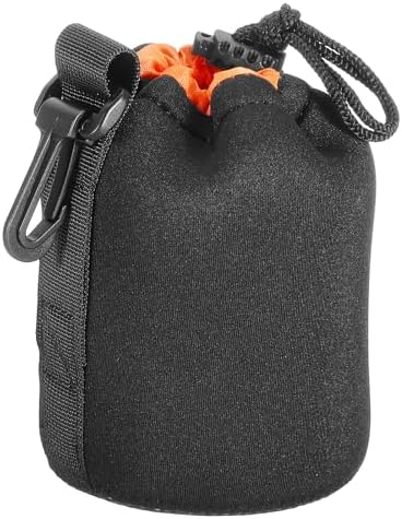 Patikil 3.3" x 5.5" Neoprene Lens Pouch - DSLR Camera Lens Case, Water Resistant, Black/Orange by PATIKIL