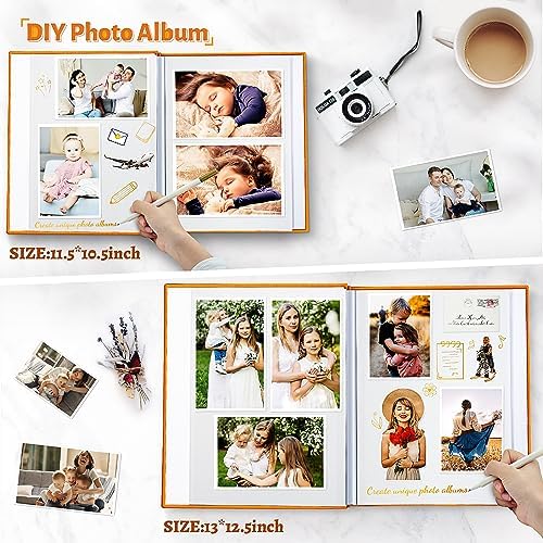 Artfeel Photo Album Self Adhesive Scrapbook,60 Pages Large Photo Book for 4x6,5x7,8x10 Pictures,DIY Album for Baby Wedding Family Travel Birthday,with Metallic Pen and Scraper - Image 3