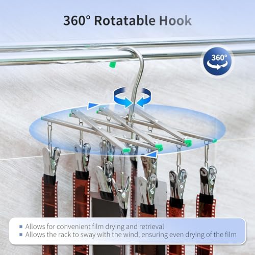 JJC Darkroom Drying Hanging Rack with 10 Clips for 35mm 120 Film Developing - Image 5