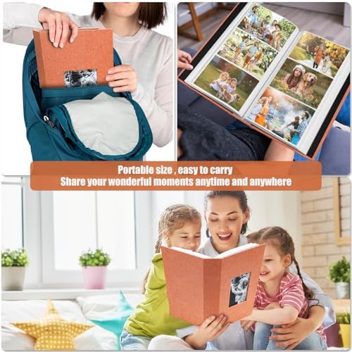 Photo Album 4x6 with 420 Pockets, Slip-in Picture Albums, Linen Cover Memory Book with Front Window, Vertical pages Photo Book for Wedding, Family, Anniversary, Baby, Vacation(Orange) - Image 4