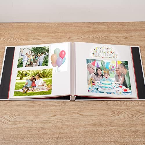 Large Photo Album Self Adhesive for 4x6 5x7 8x10 Pictures Magnetic Scrapbook Album 20 Sheets / 40 Pages Linen Cover DIY Photo Album with A Metallic Pen and and Plastic Board(White) - Image 3