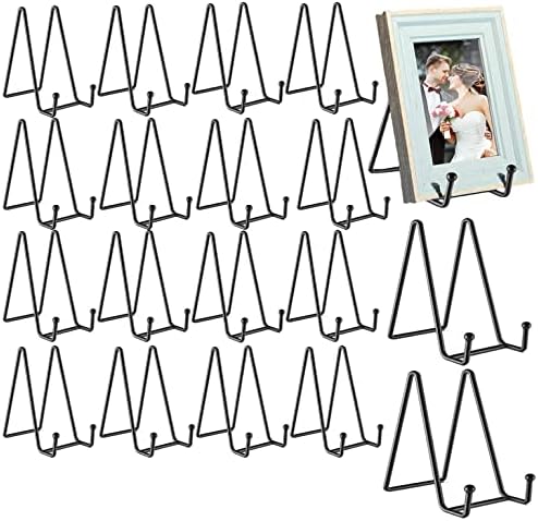 18 pcs 4.5in Plate Stands for Display,Metal Plate Holders Display Stands Can Be Used for Picture Stand,Book Stands for Display,Plate Display Stands,Easel,Photo Frame Stands,Plaque Stands,Desktop Stand by 24ozRibbedGlassCup