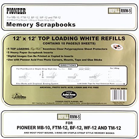 Pioneer Photo Albums Bund Top Loading Page Protectors with White Inserts, 12 by 12-Inch, 5-Pack by PioneerPhotoAlbums