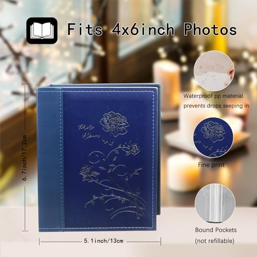 Artmag Small Photo Album 4x6 2 Pack, Each Pack with 26 Clear Pages Holds 52 Vertical Photos for 4x6 Picturs, Artwork or Postcards Storage (Blue), 50 Pockets/2PKS - Image 2