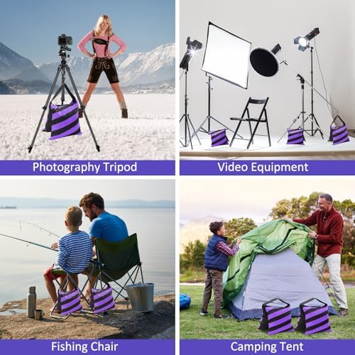 4 Packs Purple Sandbag Weight Bags for Light Photography Video Equipment - Image 6
