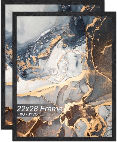 Fxojyvo 22x28 Picture Frame Set of 2 Black Engineered Wood Wall Hanging by Fxojyvo