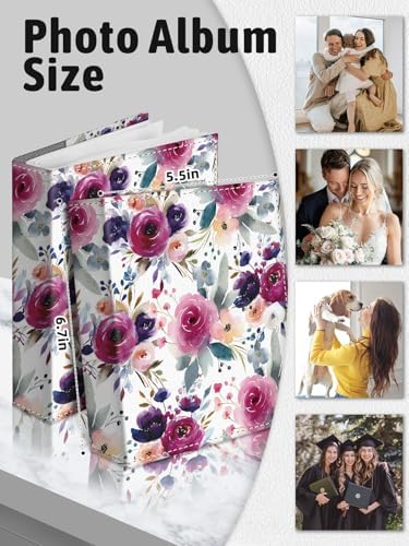 Photo Album 4x6, Small Picture Book Rose Flower Watercolor Paint - Image 6