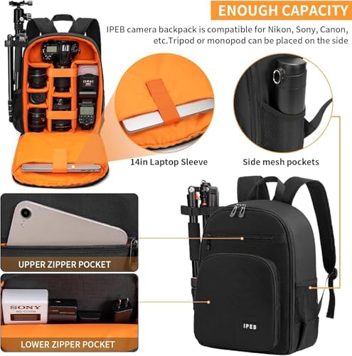 Camera Backpack for Photographers, DSLR Camera Bag with Rain Cover - Image 6