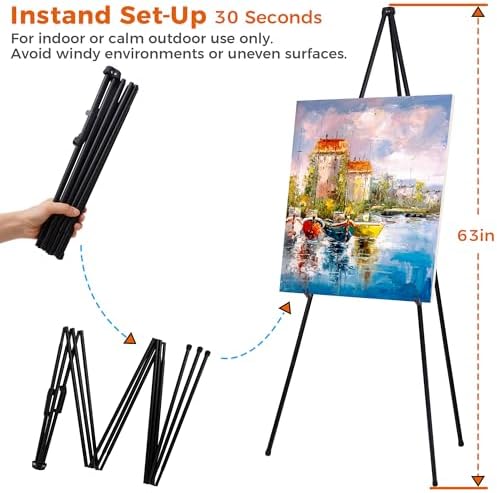 ARTASY 63" Easel Stand for Wedding Signs, Black, 2 Packs with Carry Bags - Image 3