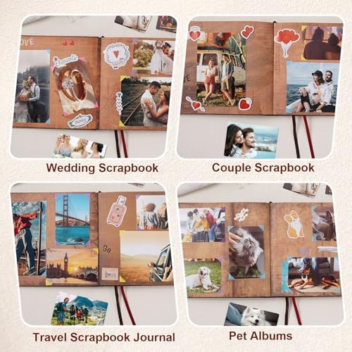 Our Adventure Book 146 Pages 8.9 * 7.7 Inch Scrapbook Photo Album,Retro Style Embossed Letter Cover Travel Diary Journal Scrap Book For Couples,Memory Book For Anniversary Wedding - Image 2