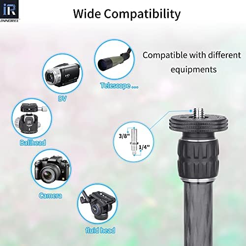 INNOREL ER222C Universal Carbon Fiber Tripod Center Column Extension Pole Extender - Two-Section Mid-Column Extension Rod Pole for Monopod DSLR Camera - 22.2mm Max Tube - Image 6