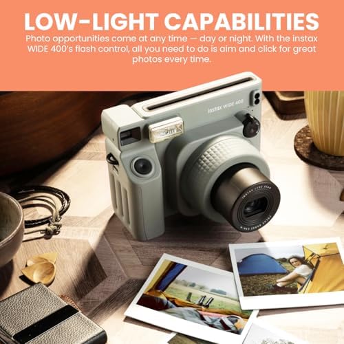FujiFilm Instax Wide 400 Instant Camera Bundle - Includes Twin Pack Wide Frame Film, BluebirdSales Carrying Case, Cleaning Cloth, and 4 AA Batteries - Portable (Wide 400 Instant Camera) - Image 4