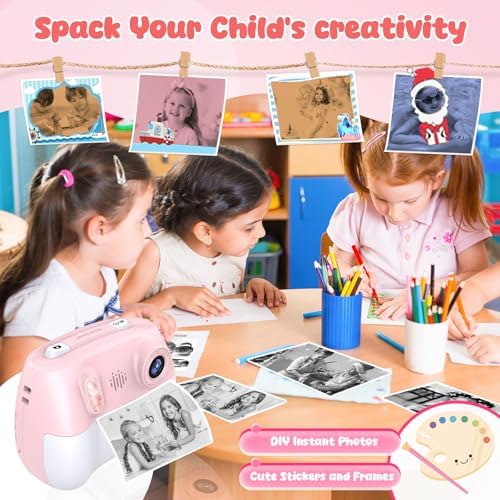 Kids Camera Instant Print 1080P Front Rear Dual Selfie - Toddler Cameras with Digital Video Games,32GB & 5-Colored Print Paper/ 250 Photos,Easy to Use & Great Toys Gifts for Boys Girls, Ages 3-12 - Image 4