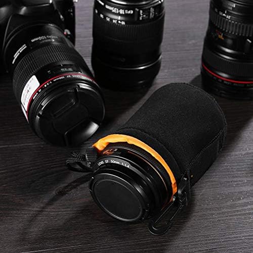Large Camera Lens Pouch, Thick Protective Neoprene Bag Storage Cover Case with Drawstring Design, Soft Plush Interior, Compatible for Canon, for Nikon, for Sony DSLR Lenses (L Size) - Image 3