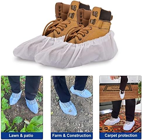 Shoe Covers Disposable,200Pack（100 Pairs）Boot Covers Waterproof Non Slip -Resistant One Size Fits Most for Rain Cleaning Indoor Floor Protection,White - Image 5