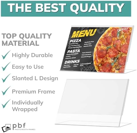 pbf 6x4 Clear Picture Frame | 6 x 4 Acrylic Picture Frame | Horizontal Acrylic Stands for Display | Plastic Photo Frame | Slanted Plastic Picture Frames for Table Sign, QR Code Display (24-Pack) - Image 4
