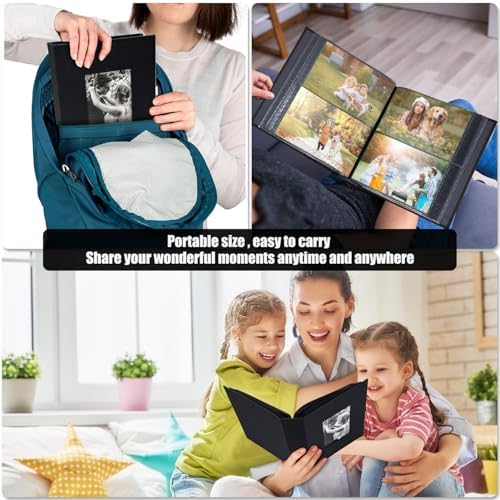 Photo Album 4x6 with 100 Pockets, Slip-in Picture Albums, Linen Cover Memory Book with Front Window, Black Page Vertical Photo Book for Wedding, Family, Anniversary, Baby, Vacation(Black) - Image 4