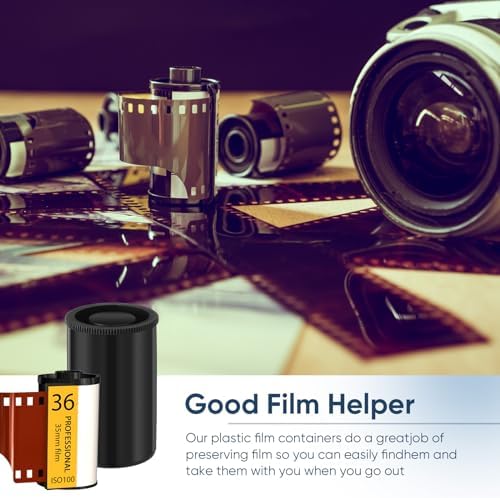 Wenqik 50 Pcs Film Canisters with Caps for Rockets 35 mm Plastic Empty Film Canister Holder Camera Reel Containers for Beads Fish Hook Keys Small Accessories Storage(Black) - Image 3