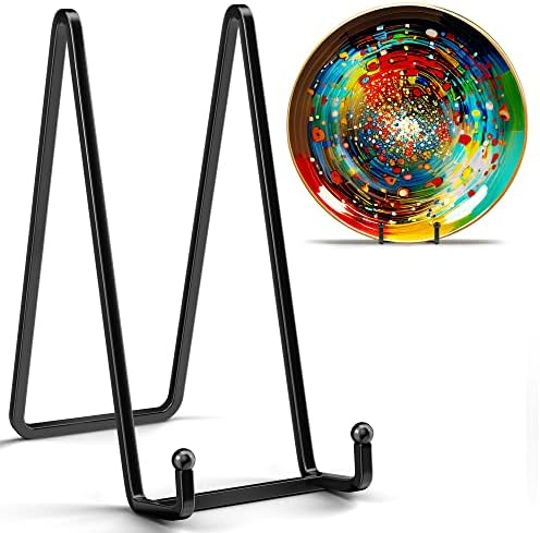 IPAME 3 Pack 8 Inch Large Plate Stands for Display - Metal Square Wire Plate Holder Display Stand + Picture Stand for Book, Platter, Plaque, Photo Easel by IPAME
