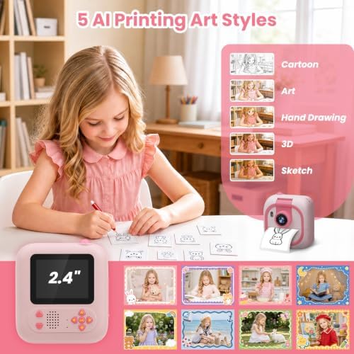 FamilyKit AI Kids Camera Instant Print with 3 Rolls Print Paper & 32G Card - Image 3