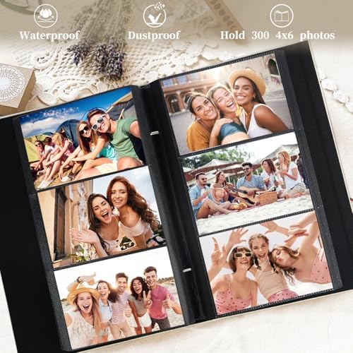 Artmag Fabric Photo Album 4x6 300 Large Capacity for Family Wedding Anniversary Linen Album Holds 300 Horizontal Photos (300 Pockets, White) - Image 3