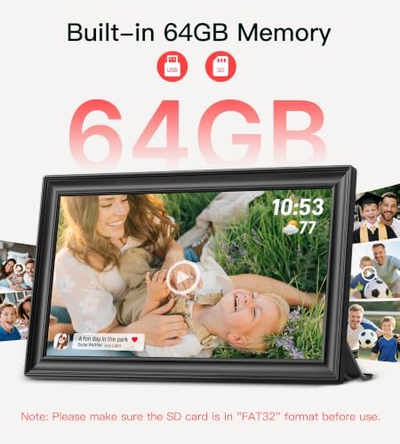 64GB 15.6" Frameo Digital Picture Frame WiFi, Large Electronic Photo Frames 1920 x 1080 IPS FHD Touch Screen, Send Photos from Your Phone from Anywhere, Best Gifts for Parents and Grandparents - Image 3