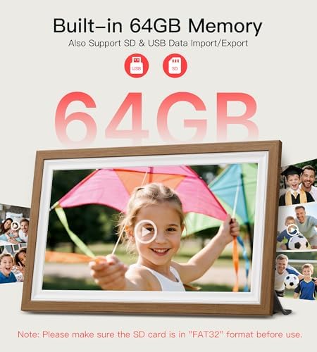 64GB Frameo 15.6" Digital Picture Frame Large 1920 x 1080 IPS FHD Touch Screen WiFi Electronic Photo Frames Share Moments Instantly Anywhere Best Gifts for Parents and Grandparents Solid Walnut - Image 4