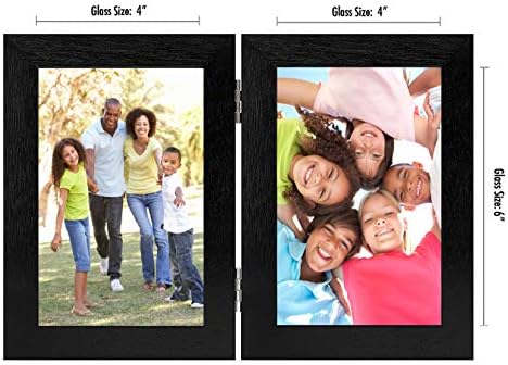 Americanflat Hinged 4x6 Picture Frame with Shatter-Resistant Glass - Double Picture Frames with Engineered Wood - Signature Collection - Photo Frame for Tabletop Display - Black - Image 2