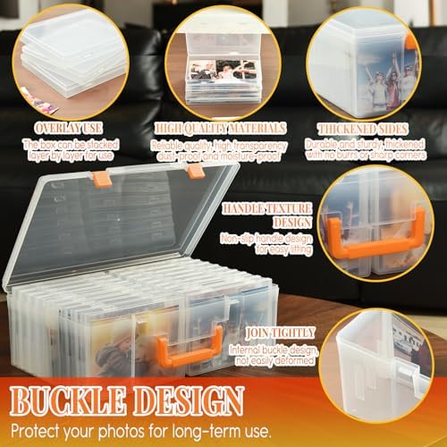Photo Storage Box 5 x 7 Inches, 18 Inner Photo Cases with Dividers, Clear Acid-Free Photo Storage Containers with Handle, Photo Organizer Craft Keeper for Stickers, Craft, Stamp - Image 3