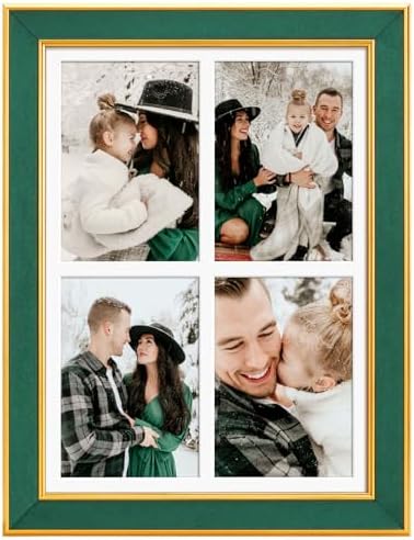 Suede 11x15 Picture Frame Display 4 Opening 5x7 Picture Frames Collage Wall Decor with Mat,Multi Photo Frame for Plexiglass,Wall Decor,1Pack,Green - Image 3