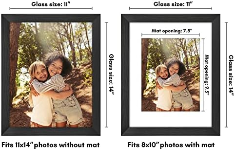 Americanflat 11x14 Picture Frame - Matted to 8x10 - Engineered Wood - Black - Image 2