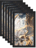 6x10 Picture Frame Set of 6 Black Engineered Wood Tabletop/Wall Hanging by Fxojyvo