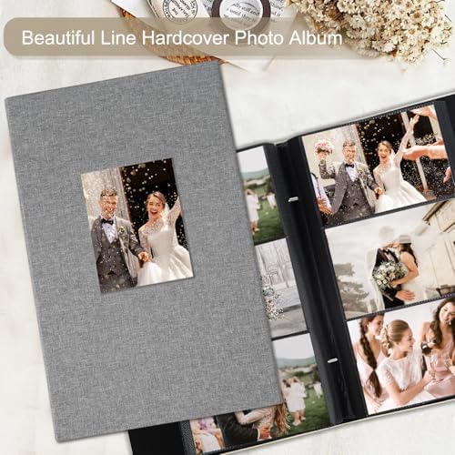 Artmag Fabric Photo Album 4x6 300 Large Capacity for Family Wedding Anniversary Linen Album Holds 300 Horizontal Photos (300 Pockets, Grey) - Image 4