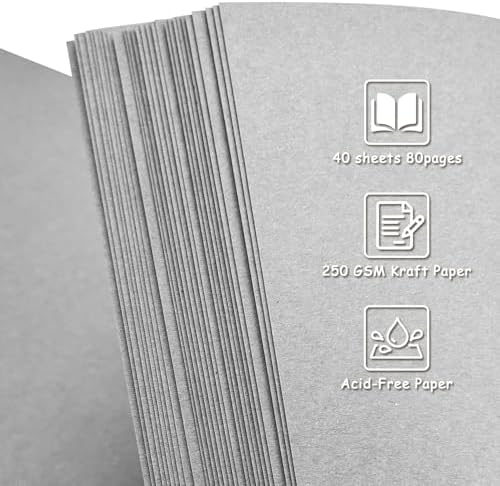 8x8 Inch Grey DIY Scrapbook Album, Hardcover Memory Book, 80 Pages (40 Sheets) Kraft Photo Album for 4x6 / 5x7 Pictures, Perfect for Wedding, Family, Anniversary, Christmas & Travel Memories - Image 5