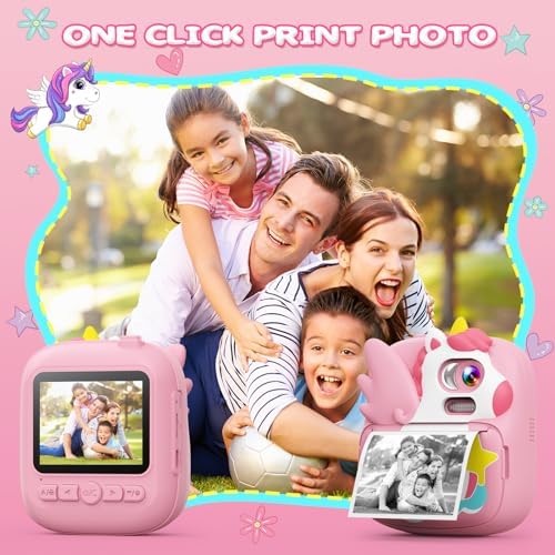 Kids Instant Print Camera, 1080P HD Video & 2.4" Screen Toy Camera | Includes 32GB Card & Print Paper, Inkless Print, 16X Zoom, Christmas Birthday Dinosaur Gifts for Boys Girls Age 3-12 - Image 2